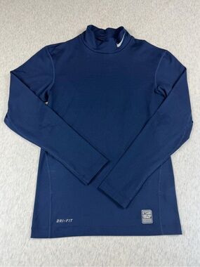 Nike Pro Combat Dri Fit Compression Shirt Men’s Small Navy Mock Neck Base Layer